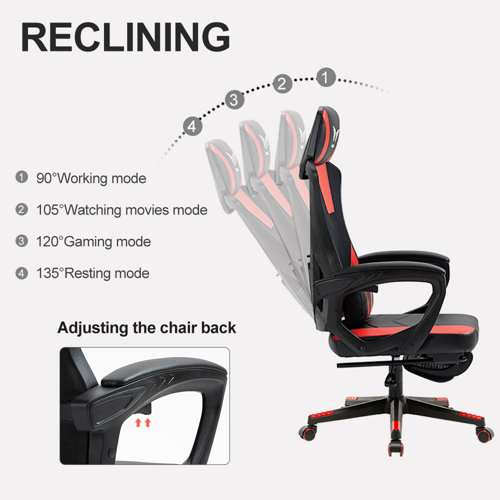 AJHH Gaming Chair Ergonomic Office Chair with Tilt Function, Mesh High Back Faux Leather